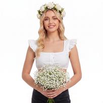 Women's Oktoberfest Short Sleeve Blouse - Festival Top, Traditional Bavarian Party Shirt for Ladies L balta