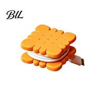 Cable Clutter Remover Organizer Biscuit Shape with Tool-Free Rotating Design Holder Compact Adjustable Clip Portable Desktop Wire Management S oranžinė