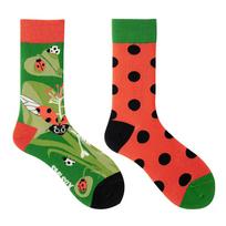 5 Pairs Cute Ladybug Asymmetric Cotton Crew Socks Funny Novelty Colorful Casual Mid Calf Socks 5pairs(#92)