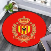 KV Mechelen Spausdinamas apvalus kilimas, neslystantis plaunamas apvalus kilimas svetainei miegamajam žaidimų kambariui, sporto gerbėjo dekoras, šventinė gimtadienio dovana 80cmx80cm gray