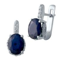 Sidabriniai auskarai su natūraliu safyru 3.605 ct (2006343) safyras