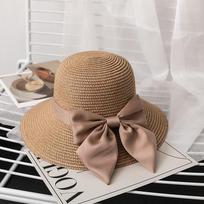 Moteriška plati šiaudinė skrybėlė nuo saulės su elegantišku juodu kaspinėliu, vienspalvė paplūdimio skrybėlė vasaros kelionėms, klasikinė lauko UV apsauga ONE  SIZE chaki