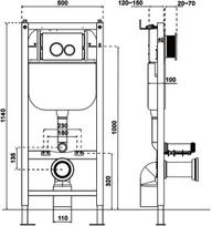 Mexen Tex Air E pneumatinis paslepiamas rėmas WC - 61109A, 114 x 50 x 10 cm