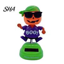 Halloween Car Ornament Solar Ornament, Pumpkin Pirate Swinging Figurine, Stress Relief Dancing Shaking Head Dashboard Decoration, Novelty Gag A