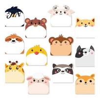 Paper Memo Pads 12Pcs/Set Cartoon Animal Self-Stick Note, 30 Sheets/Pad Self-adhesive Note Pad, Cat Pattern Notes Super Sticking Power Post D
