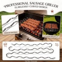 Stainless BBQ Grill Sausage Tongs and Mesh Rack Set for Outdoor Grilling - Portable Home Barbecue Tools one size sidabras