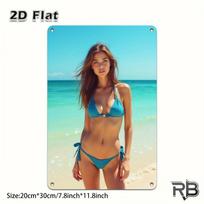 SEXY BIKINI GIRL Wall Art Decor Fun D Metal Sign for Home Bar Garage Cafe Halloween Christmas Gift 20x30cm（7.8x11.8inch）