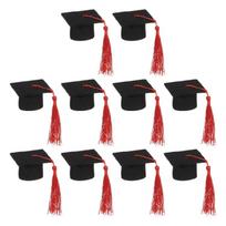 Traditional Felts Graduation Hat For Ceremonies Yearbook Pictures And Themed Parties Role Play Academic Hat raudona