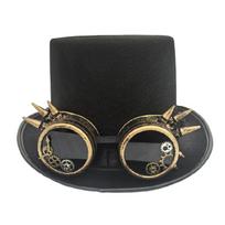 Trendy Mechanical Gear Tall Hat Cosplay Costume Headpiece with Rivet Studded Goggles for Cocktail Party Dressingup 1