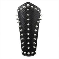 Gothic Punk Gauntlet Wristband With Alloy Rivet Studed Soft PU Leather Arm Bracer For Themed Parties And Cosplay Costume 1 juoda