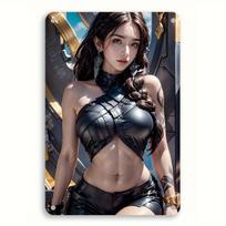 HD Tin Sign SciFi Cyberpunk Girl in Black Leather Outfit Poster Vintage Metal Wall Art Decor for Gaming Room Man Cave 20x30cm（7.8x11.8inch）