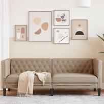 vidaXL vidaXL Sofa Chesterfield, 3-os., cappuccino, sztuczna skóra | 372671 | 8721012400573