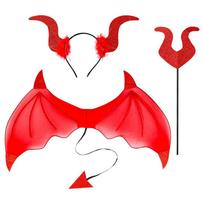 3Pcs/Set Bat Wings with Tail Halloween Costume Accessories Demon Wings Set  Cosplay Event Style1