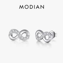 MODIAN 925 Sterling Silver Mobius Infinite Love Stud auskarai Prabangūs kubiniai cirkoniai moterims nuotakų papuošalai sidabras