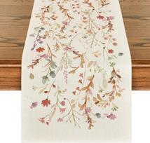 Rudens stalo takelis Gėlės ir Lapai dekoratyvus patvarus tvirtas 40x240cm — namų tekstilė, valgomojo dekoras, staltiesė, rudens stalo dekoras, poliesterio takelis, interjero dekoras, stalo tekstilė
