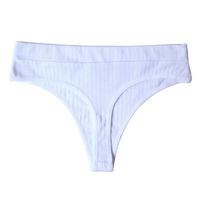 Sexy Women's Comfortable Ribbed Cotton Thong Solid Color High Elastic Underwear Breathable T-back M balta