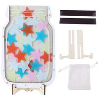 Reward Jar with 30 Star Tokens Reward Charts Wood Holder and Magnetic Strip for Children Behaviour Reward Chart