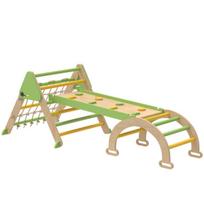 Laipiojimo rėmas, Montessori 8-in-1 vidaus laipiojimo trikampis, 191.5x74.5x63 cm, žalias, medinis