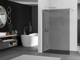Mexen Kioto dušo sienelė Walk-in 90 x 200 cm, grafitas 8 mm, šlifuotas nikelis - 800-090-101-97-40
