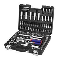 Lizdų rinkinys - WORKPRO - 108 dalys - Cr-V plienas - 1/2 ir 1/4 terkšliniai raktai - Universalus naudojimas juoda