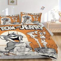 3pcs Happy Tom & Jerry Printed Bedding Set, Soft and Comfortable Quilt Cover for Bedroom, Guest Room F023 135x200cm