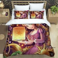 2026 New 3D printed Tangled cute cartoon (Rapunzel) duvet cover and pillowcase bedding set, suitable for boys' and girls' bedroo 135X200cm