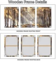 Sieninis paveikslas Medinis rėmas Dekoracija 3 dalys 40x60 cm Saulėtas miškas — triptikas ant sienos, paveikslai svetainei, miško dekoracijos, triptikas gamta, drobės grafika, paveikslai miegamajam, modernios sienų dekoracijos