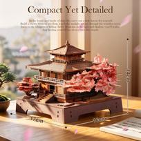 Rolife 3D medinis dėlionės rinkinys „Sakura Pavilion“, skirtas statyti japoniškos vyšnių žiedų architektūros modelį, rankdarbis su gėlėmis, namų dekoracija