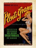 Plenti Grand California Arizona vegetables pinup sexy girl metal tin signAluminum 20x30cm（7.8x11.8inch）