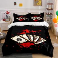 Playing cards with splashes. Bedding sets Duvet cover sets Duvet covers Pillowcases(1* Duvet Cover 2* Pillowcases without duvet insert) 135x200cm