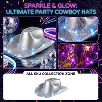 LED Light-Up Hat for Halloween Party with Purple Gold Foil Fabric and Gold Options One Size sidabras