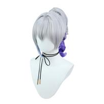 15  Silver & Blue Highlight Ponytail Cosplay Wig, Heat-Resistant Synthetic Hair for Cyberpunk Hacker 40cm sidabras