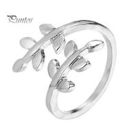 Ring Adjustable Opening Finger Ring, Olive Branch Leaf Design Daily Wear Alloy for Comfortable Fit Versatile Plating sidabras