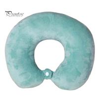 Soft Support Neck Cushion U Shaped Pillow Solid Color Travel Breathable Minimalist Pillow Portable Headrest for Office Home Planes Trains Self-Driving žalia