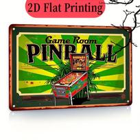 Game Room Pinball Machine Metal Sign   Retro Tin Wall Art Iron Decorative Plaque for Bar Entertainment Room Home Theater 20x30cm（7.8x11.8inch）