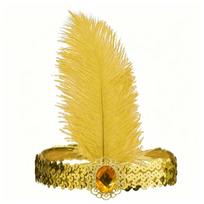 Bohemian Feather And Lace Headpiece Floral Themed Festival Wedding Hair Accessory Fancy Ball Hair Decors geltona