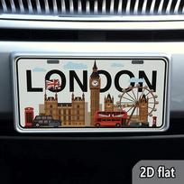 London City Landmark Big Ben Red Double Decker Bus Union Jack British Style D Flat Printed License Plate Aluminum Metal Paintin 15x30cm(5.9x7.8inch)