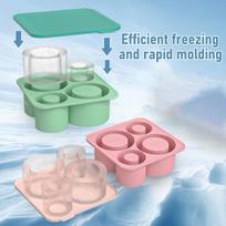 Creative Cylinder Ice Cube Tray Easy-Release Silicone Ice Mold BPA-Free Leak-Proof Lid Ice Maker žalia
