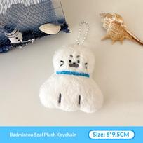 *New! Cute Creative Food Racket Seal Plush Key Chain Cartoon Fun Animal Seal Pendant Backpack Decorative Pendant Plush Doll Gift