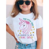 Girls  This Small Miss Will Be a Big Sister  Print Crewneck Short Sleeve Tee, Casual Summer Pullover Top 110 balta