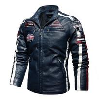 Žieminė odinė striukė Vyriška apykaklė Motociklas Retro Veliūrinis Pu Striukės Siuvinėjimas Spauda Didelio Dydžio Vyriški Paltai su užtrauktuku S