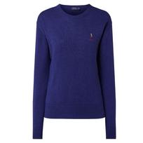 Polo Ralph Lauren SS22 Solid Color Small Pony Embroidered Round Neck Long Sleeve Knit Sweater Women sweater Dark-Blue 211780402-001 S