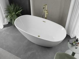 Mexen Eris laisvai stovinti vonia 180 x 95 cm, balta, auksinis perpylimas - 53441809500-50, 180 x 95 cm