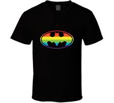 Gay Pride Batman Logo in Rainbow Best Gay Unisex T-Shirt XXXXL