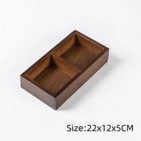 Daug skyrių lėkštė Medinis užkandžių laikymo padėklas Daugkartinis bambukinis padėklas Saldainiai Walnut Color-3 grids