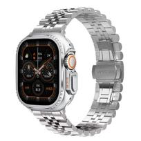 Luxury Titanium Band for Apple Watch Ultra 49mm Series 10 46mm Titanium Orange Strap+case for Apple10 9 8 7 6 5 SE Watch 45/44mm for iwatch 10 42mm