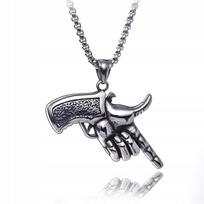Necklace Silver Chain Weapon Hand Revolver 355