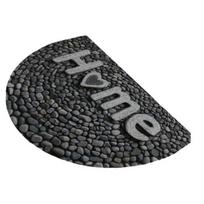 3D Mat Pattern Floor Realistic Stones Pebbles Welcome Mat Semi-Circle Door Mat 40x60cm pilka