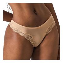 Women's Lace Trim Thong Low Rise Breathable Underwear Sexy T Back Soft Stretch S abrikosas