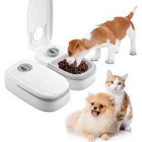 2 Meal Automatic Pet Feeder, Cat Feeder Automatic With Timer, 700ml Cat Food Dispenser, 48-hours Timer, CatFeeder Suitable for Wet and Dry Food, pilka